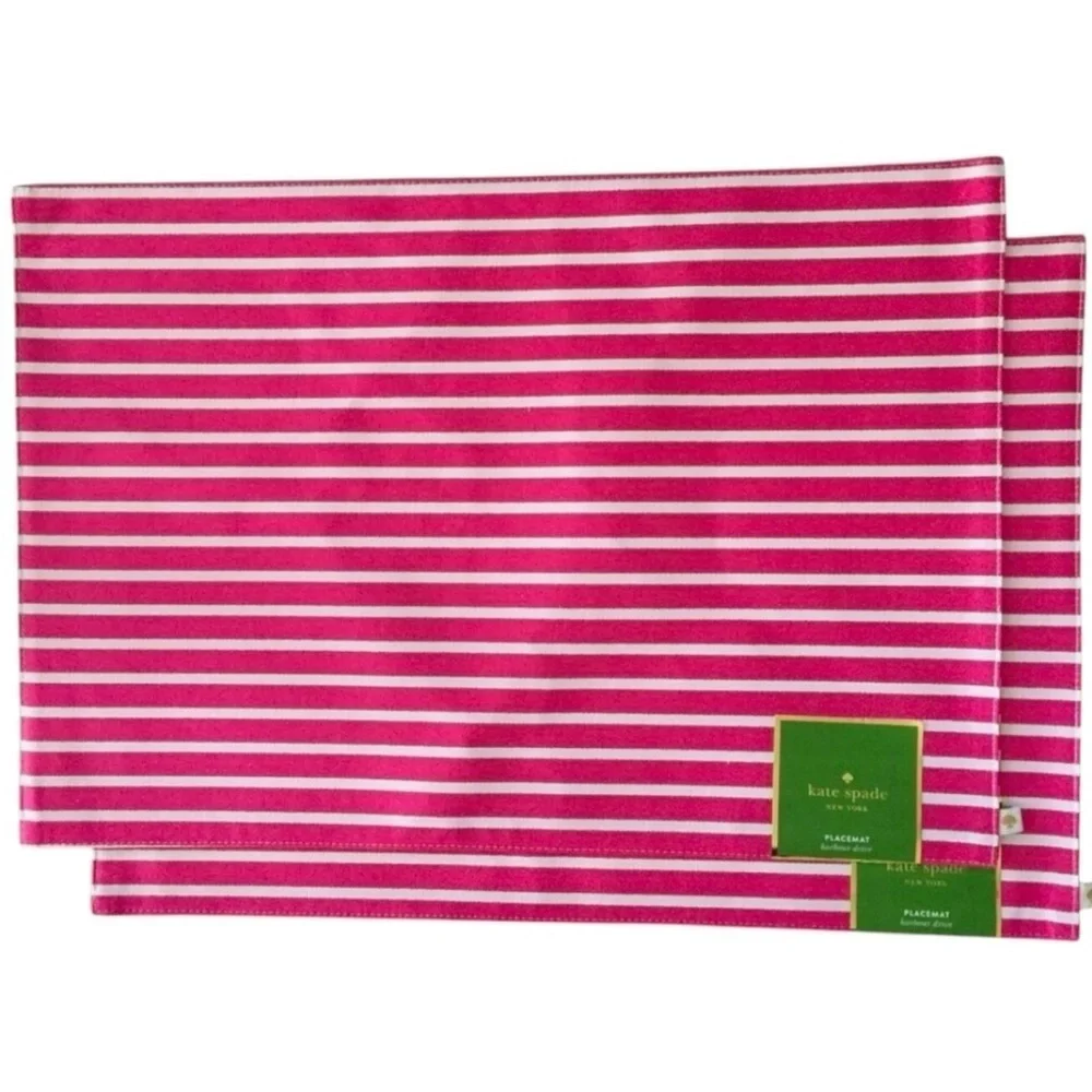 Kate Spade New York Harbour Drive Placements Set of 2 Pink White Stripe Preppy